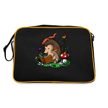 Livre de lecture fantastique de hérisson avec des animaux - Sac Retro - noir/or - Dos