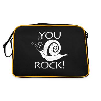 Rock and Roll Snail Funny Sayings Gift - Retro Bag - black/gold - Back