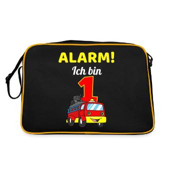 1. Geburtstag Feuerwehr Feuerwehrauto Kind - Retro Tasche - Schwarz/Gold - Hinten