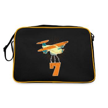 Pilot airplane 7th birthday - Retro Bag - black/gold - Back