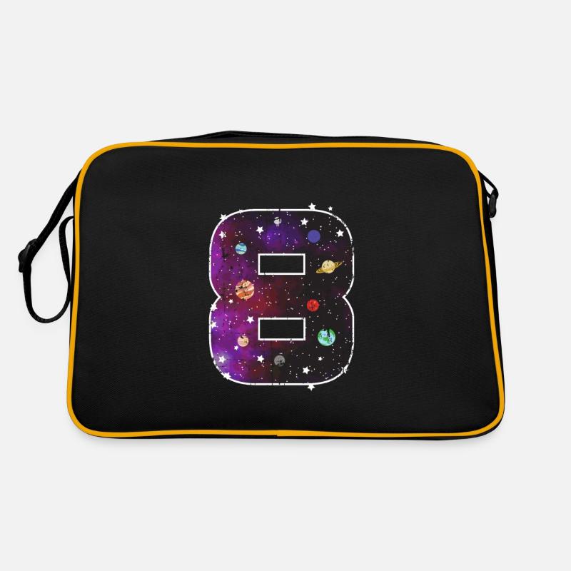 Astronaut 8 Geburtstag - Retro Tasche - Schwarz/Gold