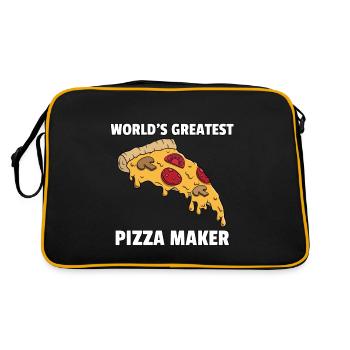 Pizza Pizzeri Pizzeria Italy Salami Cheese Gift - Retro Bag - black/gold - Back