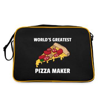 Pizza Pizzeri Pizzeria Italy Salami Cheese Gift - Retro Bag - black/gold - Back