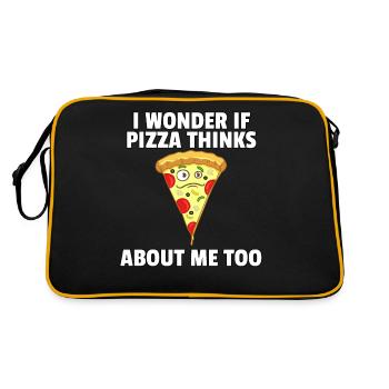 Pizza Pizzeri Pizzeria Italy Salami Cheese Gift - Retro Bag - black/gold - Back
