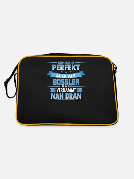 Niemand ist Perfekt - Bossler - Retro Tasche - Schwarz/Gold - Hinten