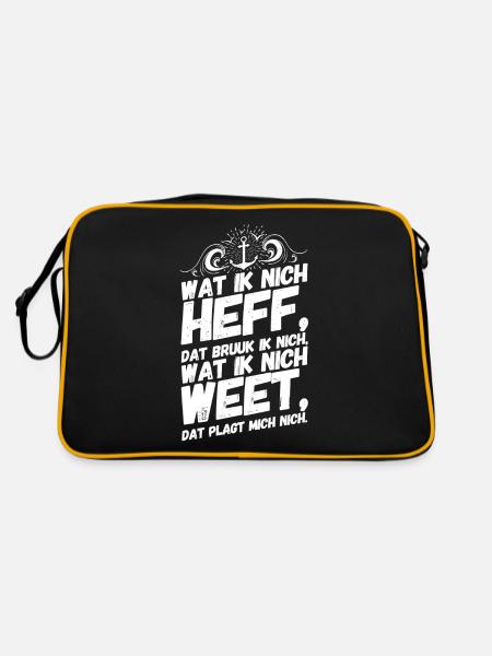 Plattdeutsch Spruch Sprüche Norddeutschland Heff - Retro Tasche - Schwarz/Gold - Hinten