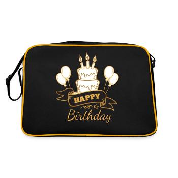Anniversaire joyeux anniversaire gâteau aux enfants gâteau - Sac Retro - noir/or - Dos