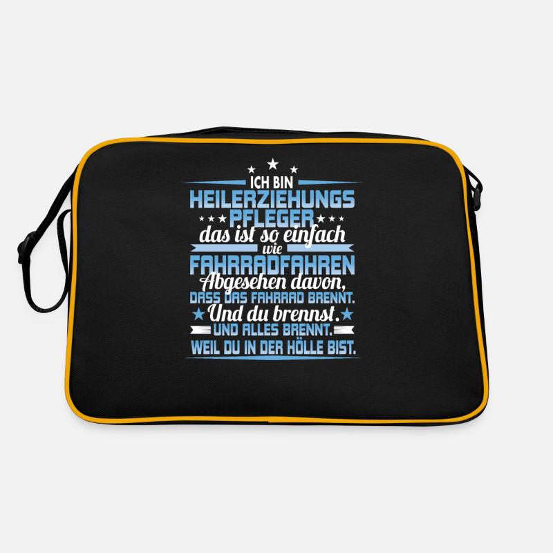 Ich bin Heilerziehungspfleger - Spruch - Retro Tasche - Schwarz/Gold