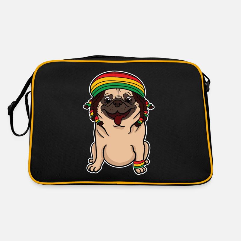 Reggae Rasta Rastafari Jamaica Mops Hund Geschenk Retro Tasche