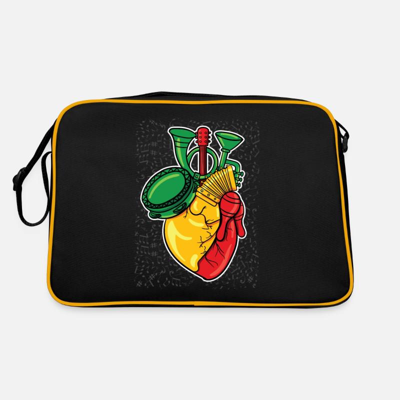 Reggae Rasta Rastafari Musikinstrumente Geschenk - Retro Tasche - Schwarz/Gold