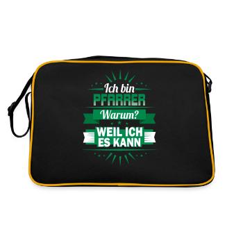 Ich bin Pfarrer - Warum? Weil ich es kann - Retro Tasche - Schwarz/Gold - Hinten