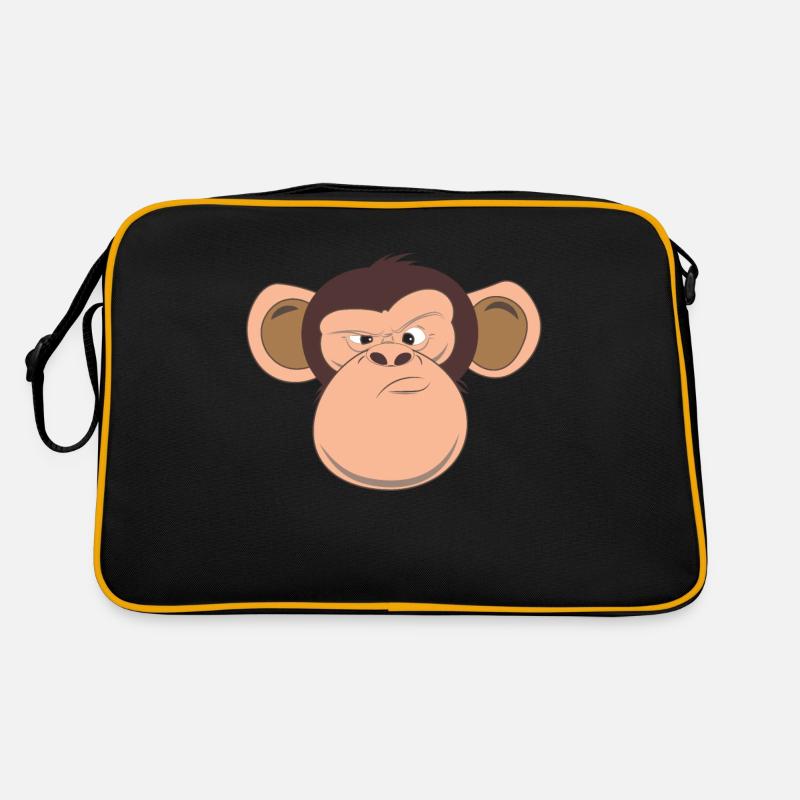 Singe drôle de singe chimpanzé pour filles garçons - Sac Retro - noir/or