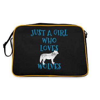 Wölfe Wolf - Retro Tasche - Schwarz/Gold - Hinten