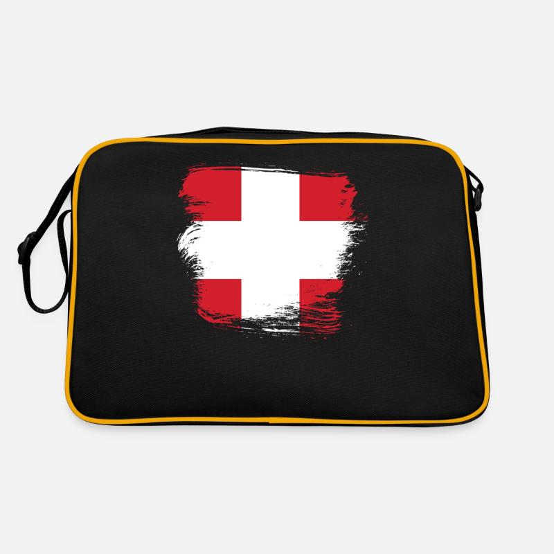 Schweizer Flagge Schweiz - Retro Tasche - Schwarz/Gold