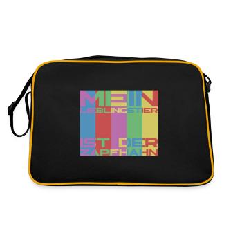 Lieblingstier Zapfhahn Bier - Retro Tasche - Schwarz/Gold - Hinten
