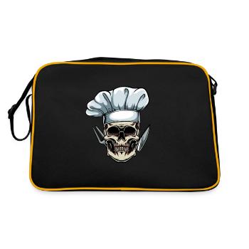 Skull chef cooking chef - Retro Bag - black/gold - Back