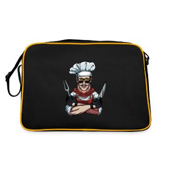 Cool chef chef cooks chef hat - Retro Bag - black/gold - Back