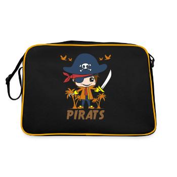 Piraten Kindergeschenk Babygeschenk Kinder Bube - Retro Tasche - Schwarz/Gold - Hinten