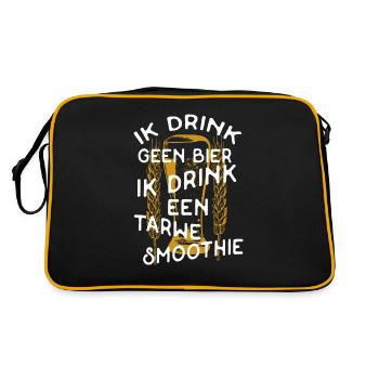Ik drink geen beer Holland beer drinker gift - Retro Bag - black/gold - Back