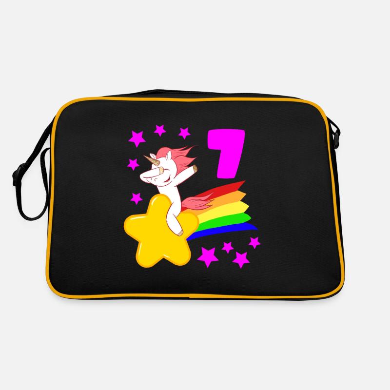7 Siebter Geburtstag 7 Bday Mädchen Einhorn Retro Tasche