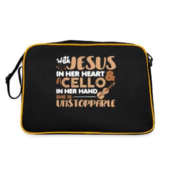 Jesus in her heart Cello in hand Cellist - Retro Bag - black/gold - Back