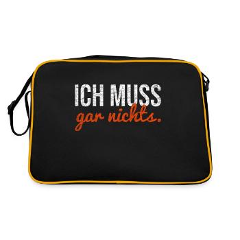 Ich muss gar nichts. - Retro Tasche - Schwarz/Gold - Hinten
