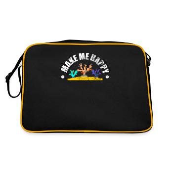 Bunte Korallen - Retro Tasche - Schwarz/Gold - Hinten