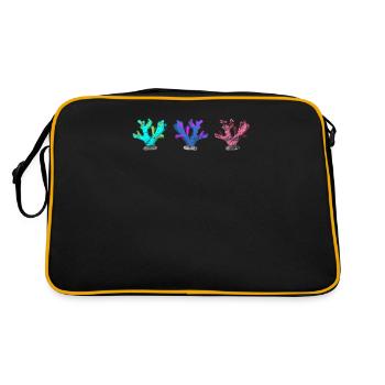 Bunte Korallen - Retro Tasche - Schwarz/Gold - Hinten