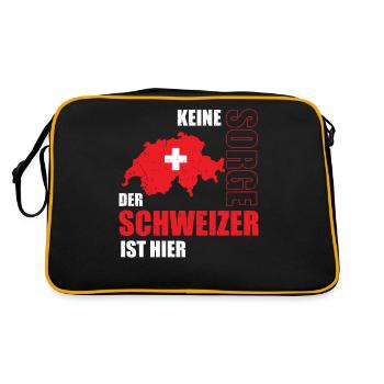 Lustiger Schweizer Spruch Schweiz Fahne Geschenk - Retro Tasche - Schwarz/Gold - Hinten