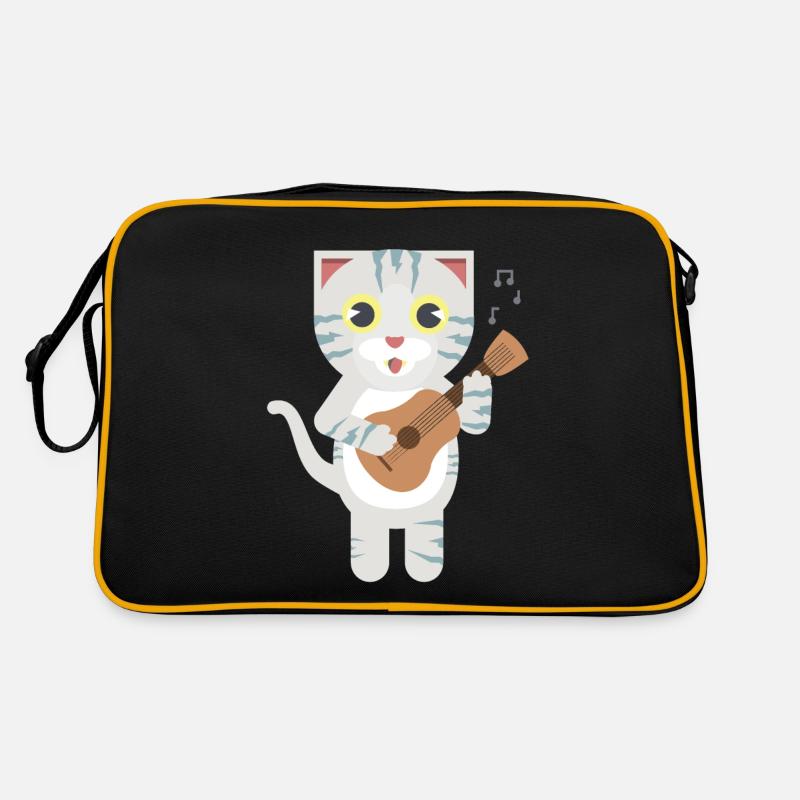 Katze mit Gitarre - Retro Bag - black/gold