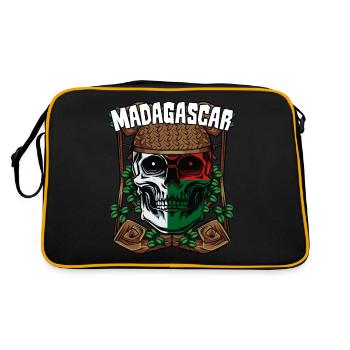 Cool Madagassisch Totenkopf Madagaskar Geschenk - Retro Tasche - Schwarz/Gold - Hinten