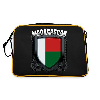 Madagassisch Wappen Cool Madagaskar Geschenkidee - Retro Tasche - Schwarz/Gold - Hinten