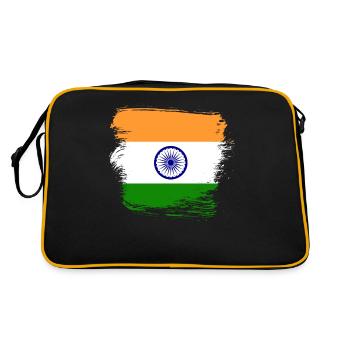 Indische Flagge Indien - Retro Tasche - Schwarz/Gold - Hinten