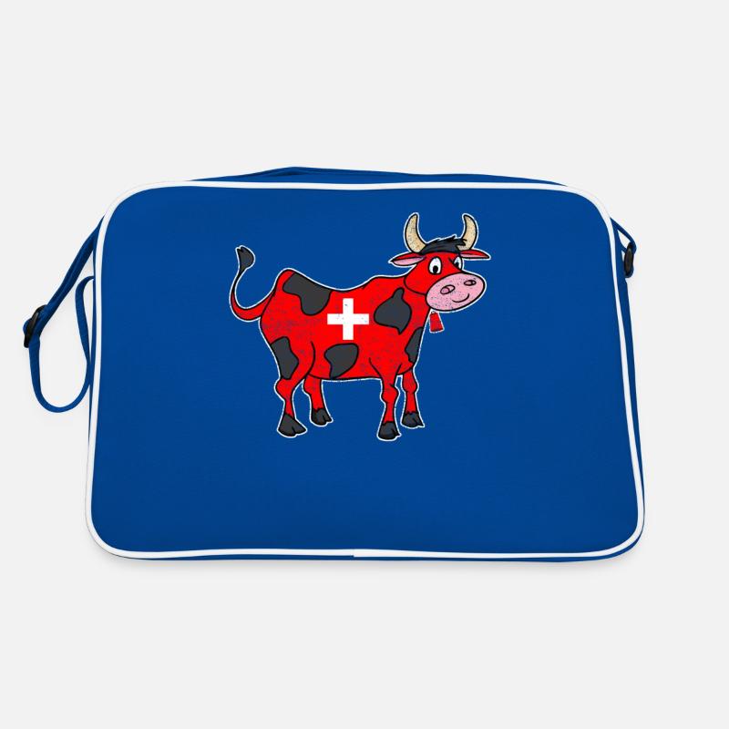 Schweizer Kuh Kreuz süß Geschenk Retro Tasche