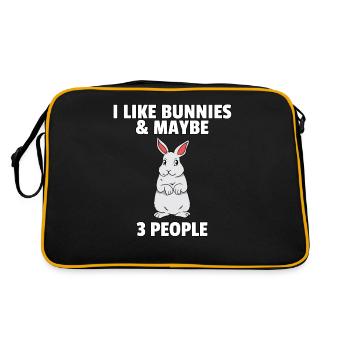 Hase Kaninchen Zwergkaninchen Süßer Rex Geschenk - Retro Tasche - Schwarz/Gold - Hinten