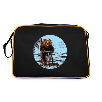 Bär Fahrrad Glücklich Strand Meer Palme Geschenk - Retro Bag - black/gold - Back