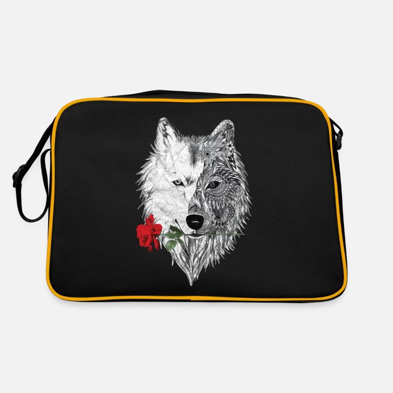 Wolf-Mandala-Rose Canis Lupus Retro Tasche