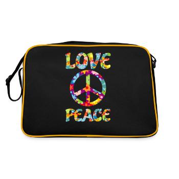 70's Love Peace Love Peace Retro Vintage - Retro Bag - black/gold - Back