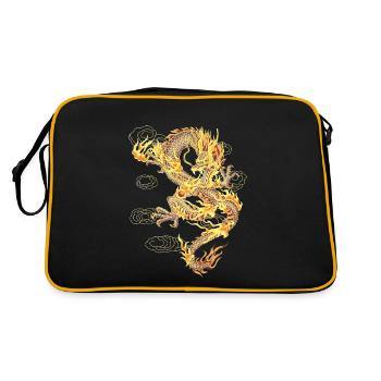 Chinesischer Drache Symbol für Kraft und Stärke - Retro Tasche - Schwarz/Gold - Hinten