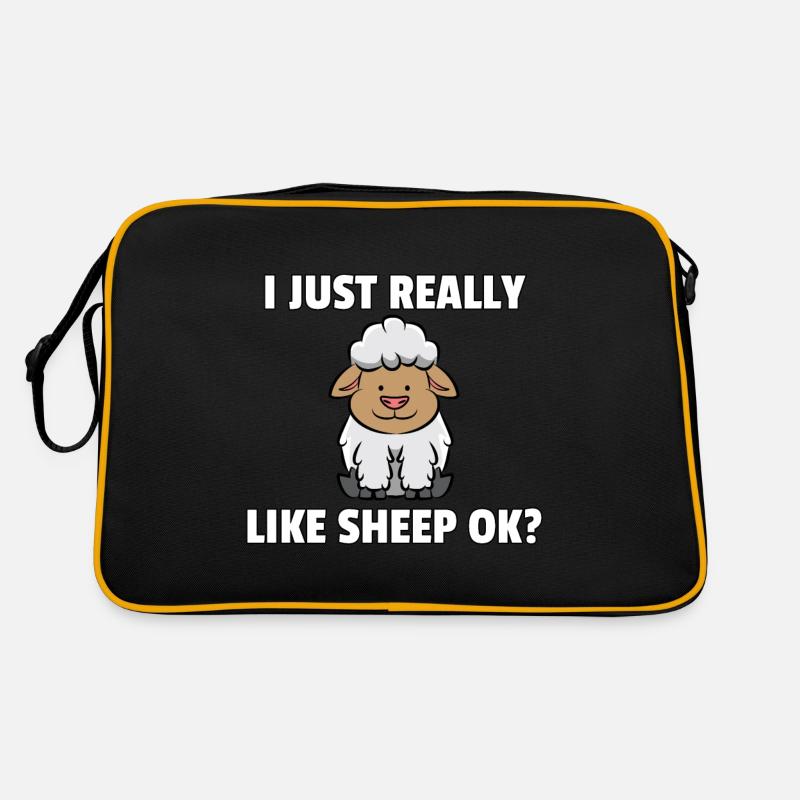 Schaf Hausschaf Lamm Bock Süßes Lustiges Geschenk - Retro Tasche - Schwarz/Gold