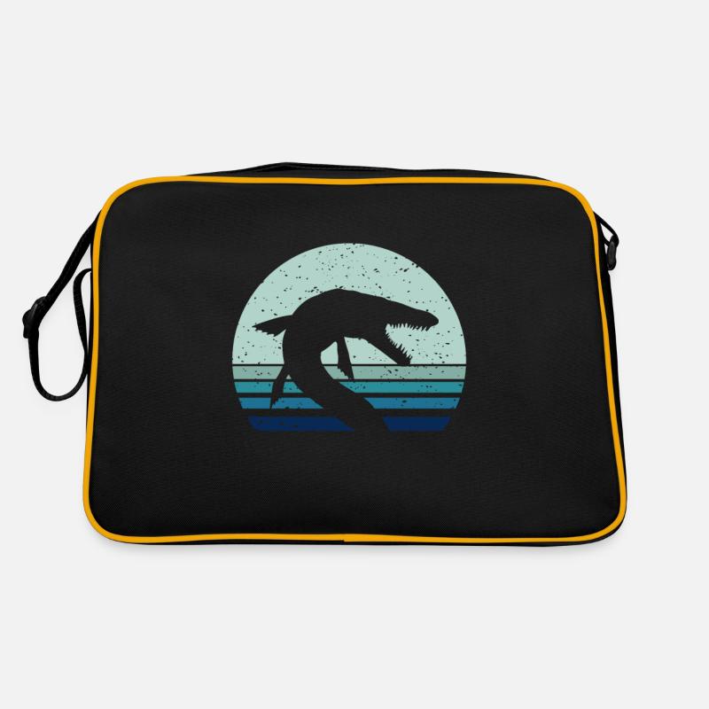 Prähistorisches fossiles Tiergeschenk des Mosasaurus Jura - Retro Tasche - Schwarz/Gold