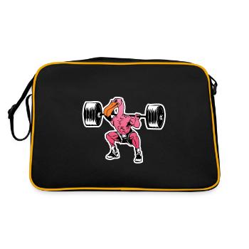 Fitness Flamingo Weightlifting Bodybuilder Muscle - Sac Retro - noir/or - Dos
