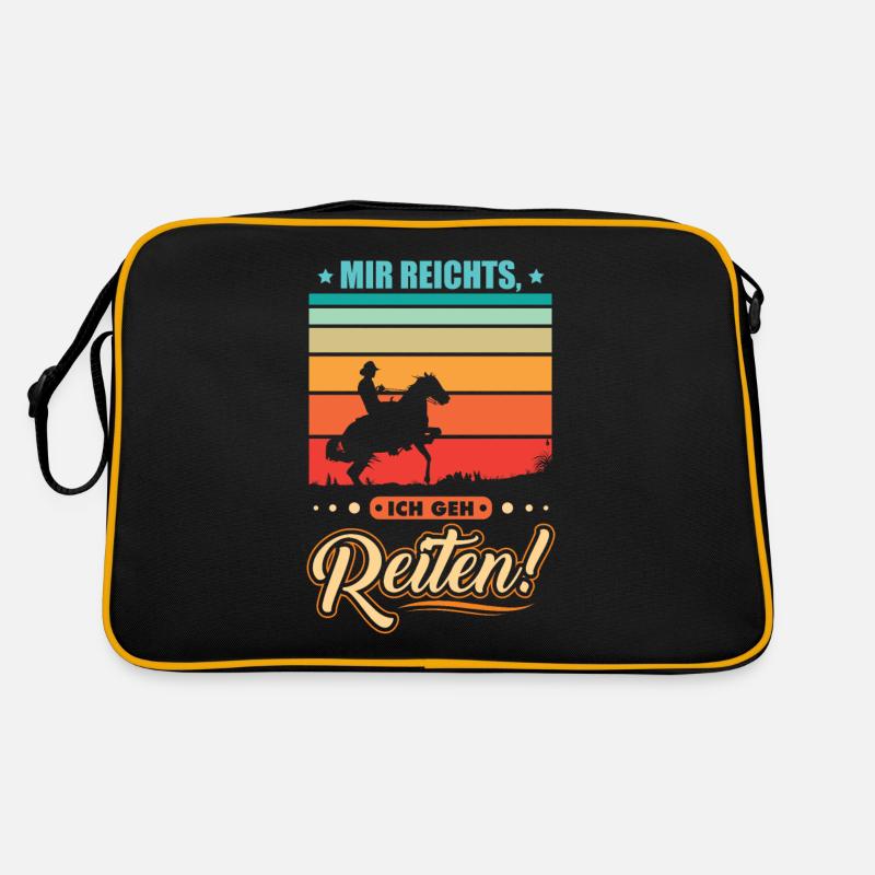 Je vais faire de l'équitation - Sac Retro - noir/or