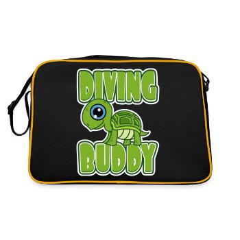 Tauch Buddy Schildkröte Taucher Geschenk - Retro Bag - black/gold - Back