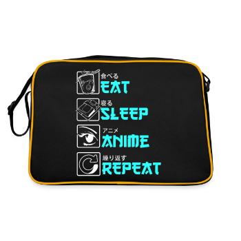 Eat Sleep Anime Repeat Ramen Manga Cadeau Geek - Sac Retro - noir/or - Dos