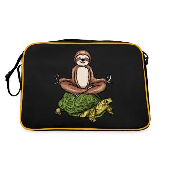 Sloth Riding Turtle Meditation Slow Down - Retro Bag - black/gold - Back