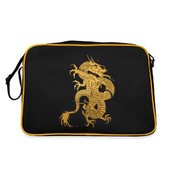 Traditional Chinese Yellow Dragon Tribal - Sac Retro - noir/or - Dos
