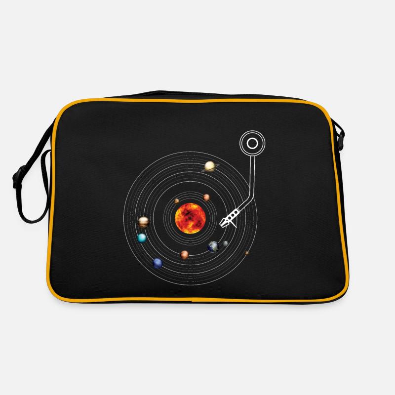Turntable Solar System Vinyl Planets Moons - Sac Retro - noir/or