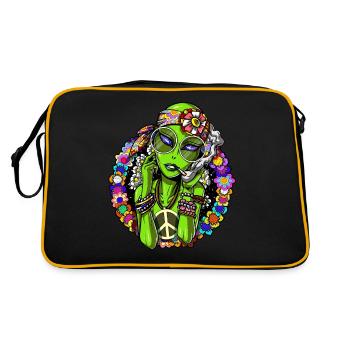 Space Alien Hippie Stoner - Retro Bag - black/gold - Back
