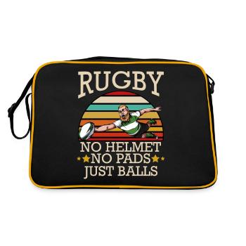 Rugby No Helmet No Pads Just Balls Cool Geschenk - Retro Tasche - Schwarz/Gold - Hinten